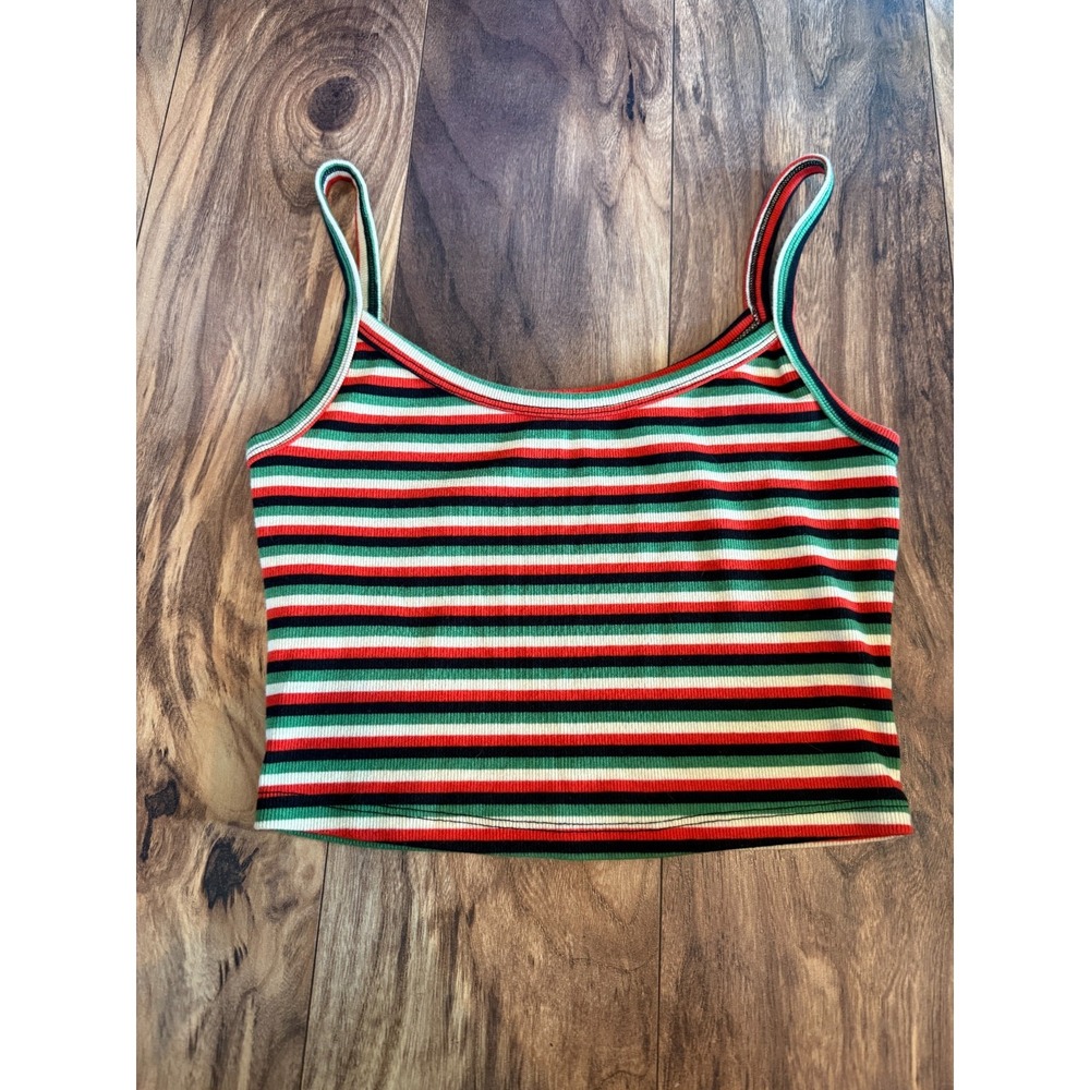 Aeropostale Multicolor Striped Ribbed Knit Crop Cami Top Sz S‎